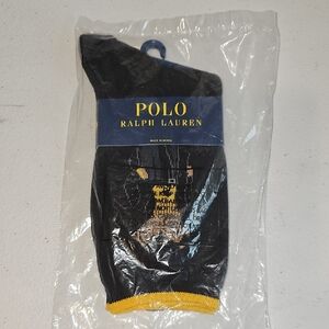 Polo Ralph Lauren Women's Holiday Bear Knit Crew Black Socks New